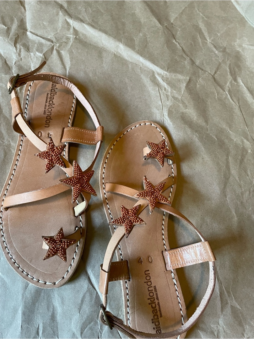 NWT Laidback London Rust Star Embellished Sandals